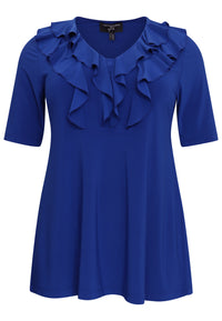 Tunic flare ruffled v-neck DOLCE - indigo - #4