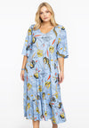 Dress double v-neck BLOOMING - light blue