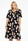 Dress A-line HIBISCUS - black 