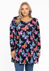 Tunic wide bottom BUTTERFLIES - black - #1