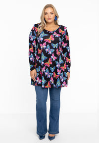 Tunic wide bottom BUTTERFLIES - black - #2