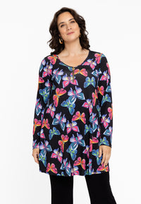 Tunic wide bottom BUTTERFLIES - black - #1