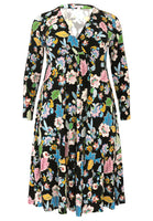 Jurk met V-hals FLOWERPOWER - black  - #4