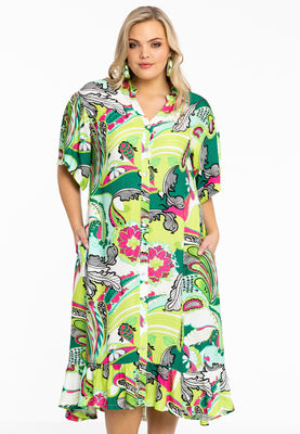 Dress oversized frilled AMALFI - bright green - #1