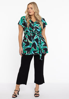 Tunic ruffle v-neck EDEN - green  - #5