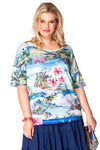 Shirt wide tropical - blue - #1