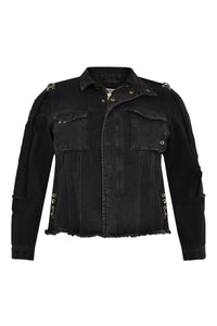 Jacket denim metal rings - black - #4