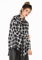 Blouse asymmetric check - black - #1