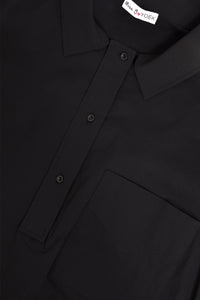 Blouse long placket short - black - #4