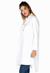 Blouse long placket short - white - #1