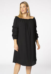 Dress puffed sleeves - black - #1