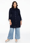 Blouse wide drawstring COCOON - blue