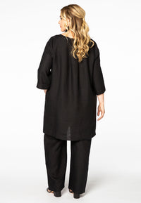 Tunic-blouse A-line LINEN - black - #3