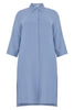 Blouse long slits LINEN - indigo