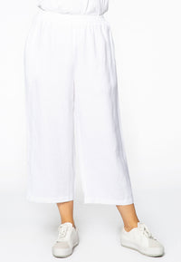 Trousers wide-fit 7/8 LINEN - white - #1