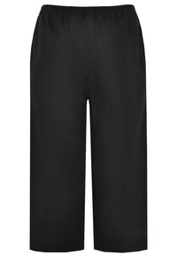 Trousers wide-fit 7/8 LINEN - black - #4