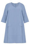 Dress A-line pockets linen - indigo