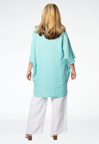 Blouse polo LINEN - blue - #3