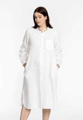 Blouse long LINEN - white  - #1