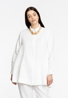 Blouse zipper LINEN - white  - #1