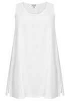 Tunic A-line sleeveless LINEN - white - #4