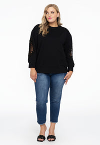 Sweatshirt lace sleeves - black - #2