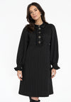 Dress ruffles PINSTRIPE - black