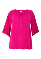 Blouse A-line LINEN MIX - pink - #4