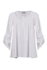 Blouse A-line roll sleeves - white  - #4