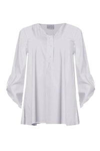 Blouse A-line roll sleeves - white - #4