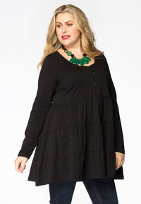 Tunic frilled ORGANIC COTTON - black - #1