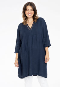 Tunic pintucks LINEN - blue - #1