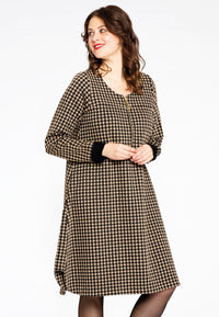 Dress with zipper PIED DE POULE - black - #1