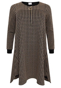 Dress with zipper PIED DE POULE - black - #4