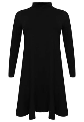 Dress with turtle neck COTTON - black  - #4