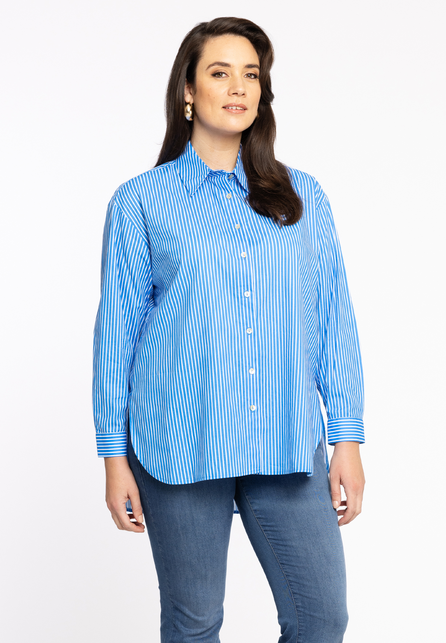 Blouse buttoned EQUAL STRIPE front view