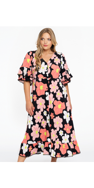 Yoek | Dress buttoned HIBISCUS