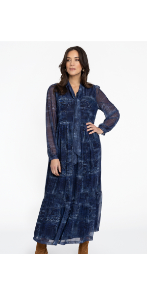 Yoek | Dress ruffled DENIM MOUSSE